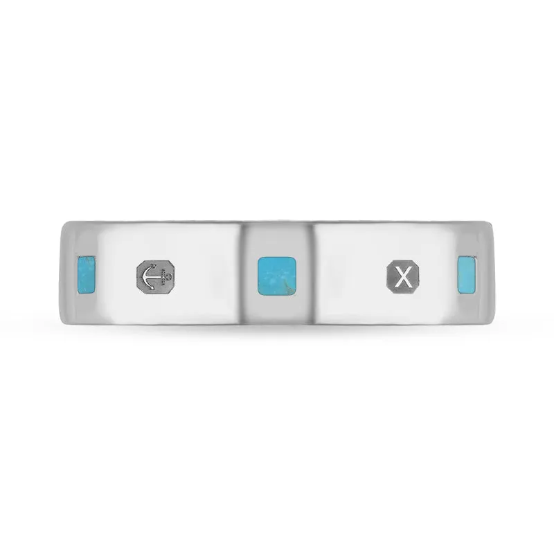 9ct White Gold Turquoise Queen's Jubilee Hallmark Princess Cut 5mm Ring D