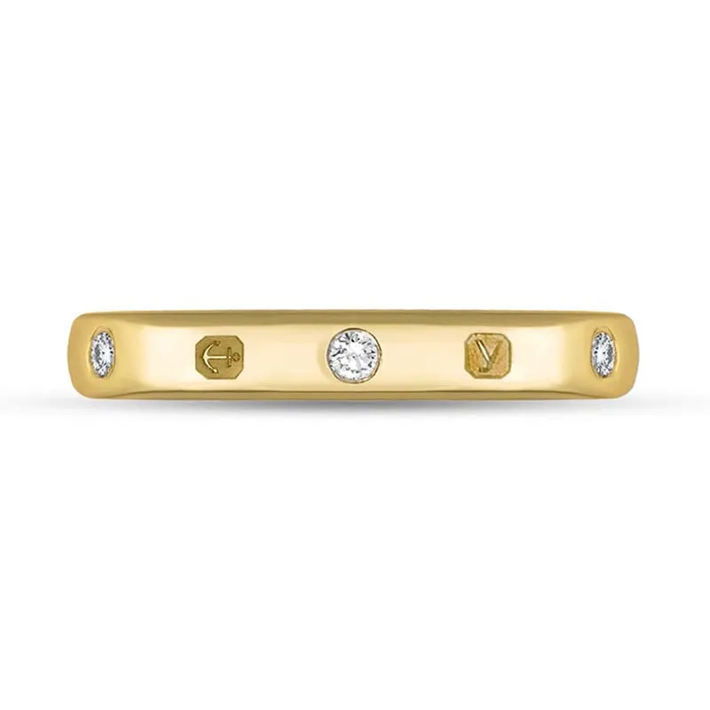 9ct Yellow Gold 0.12ct Diamond King's Coronation Hallmark 3mm Ring D
