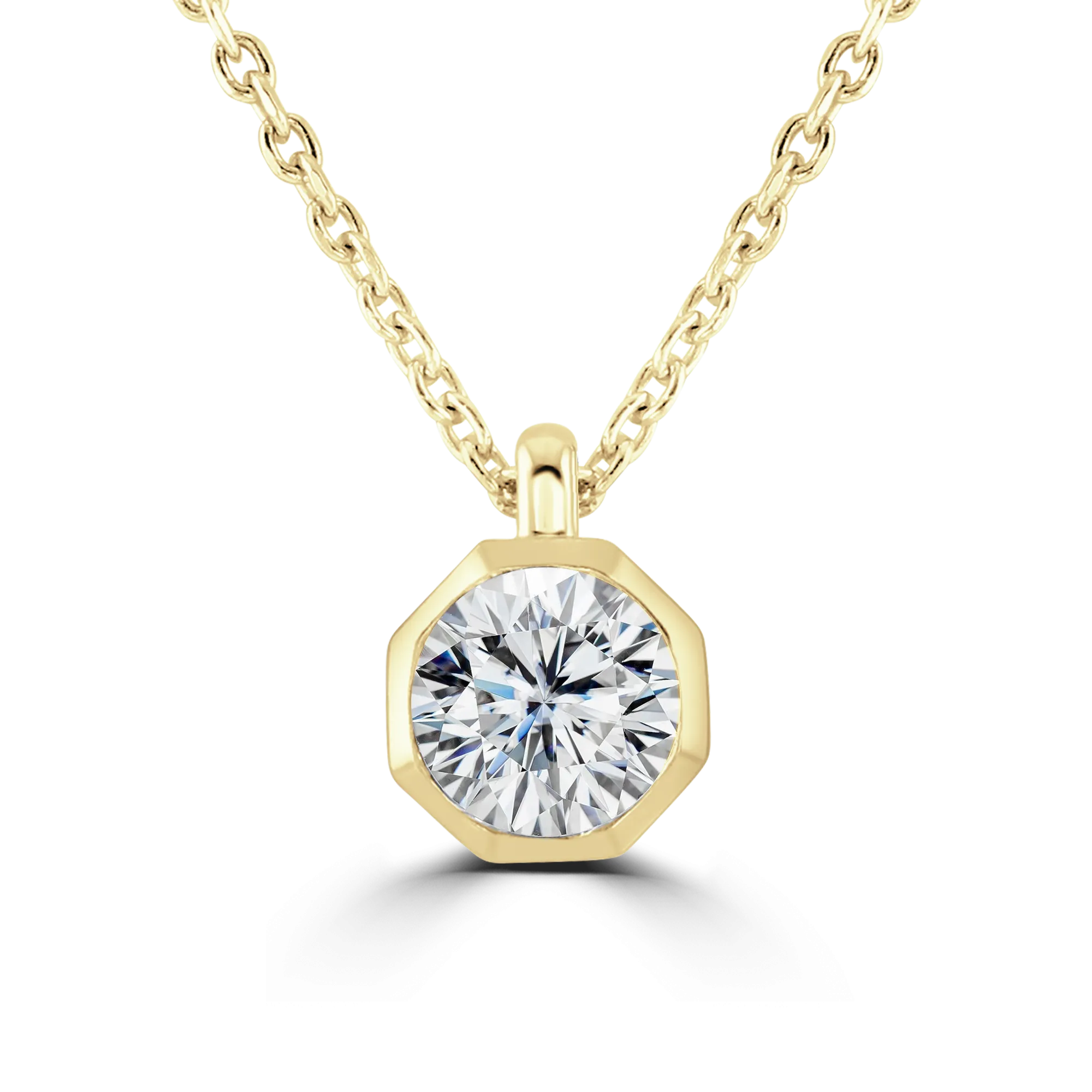 9ct Yellow Gold 0.50ct Lab Grown Diamond Solitaire Octagonal Necklace