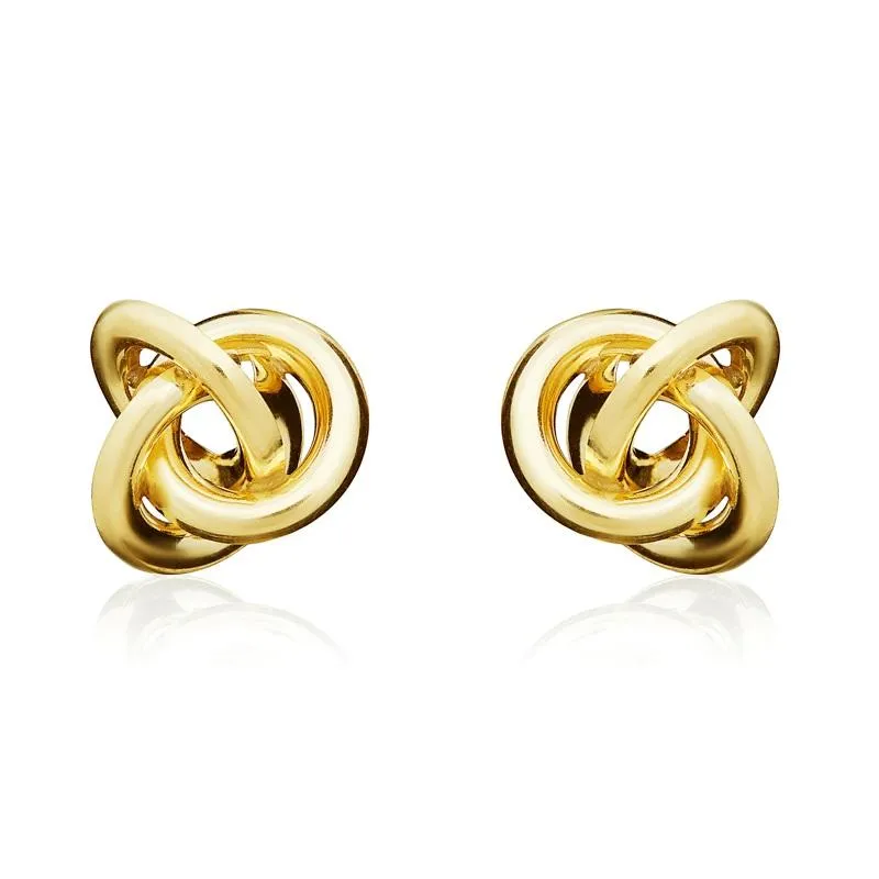 9ct Yellow Gold 11mm Looped Knot Stud Earrings