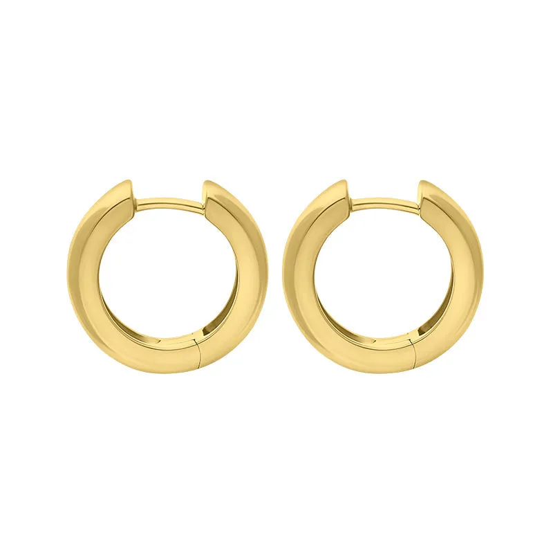 9ct Yellow Gold 16mm Round Domed Hoop Earrings