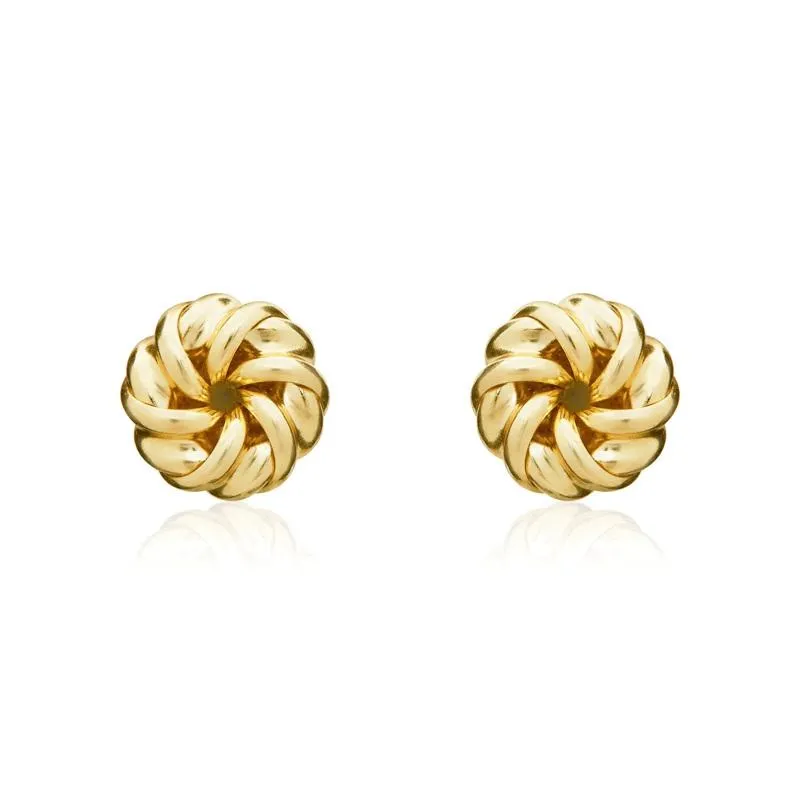 9ct Yellow Gold 6mm Looped Knot Stud Earrings