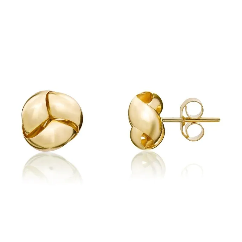 9ct Yellow Gold 7.5mm Looped Knot Stud Earrings