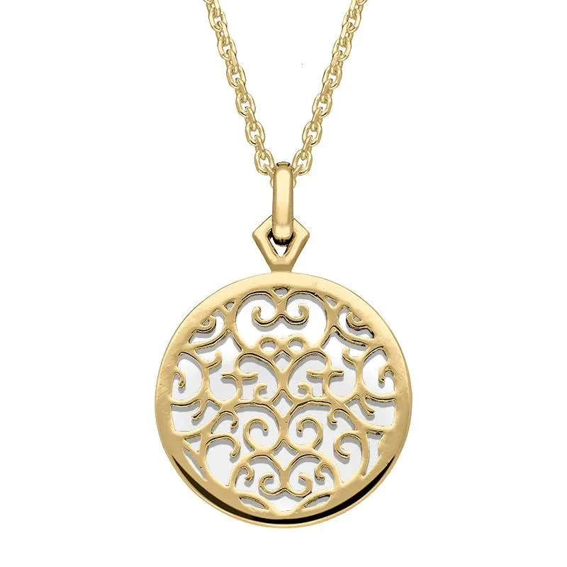9ct Yellow Gold Bauxite Flore Filigree Necklace