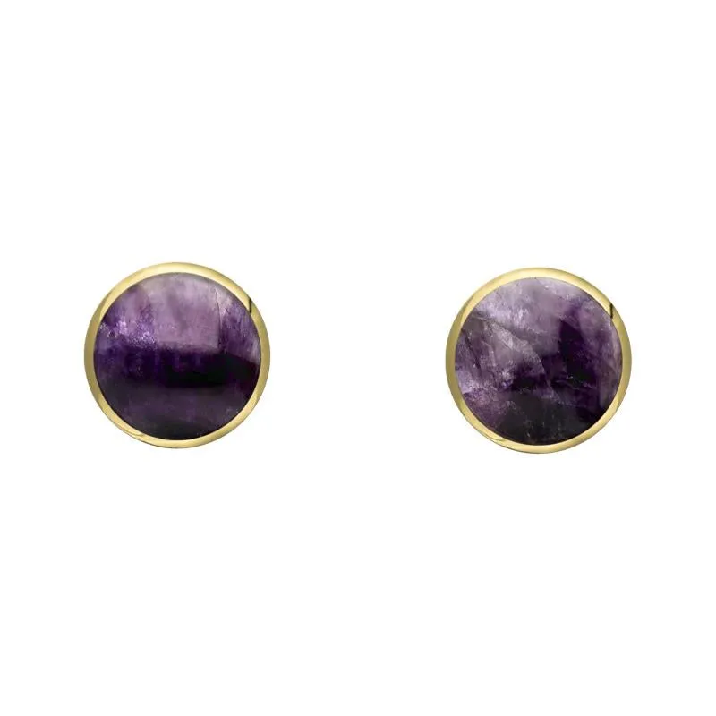 9ct Yellow Gold Blue John 4mm Classic Small Round Stud Earrings