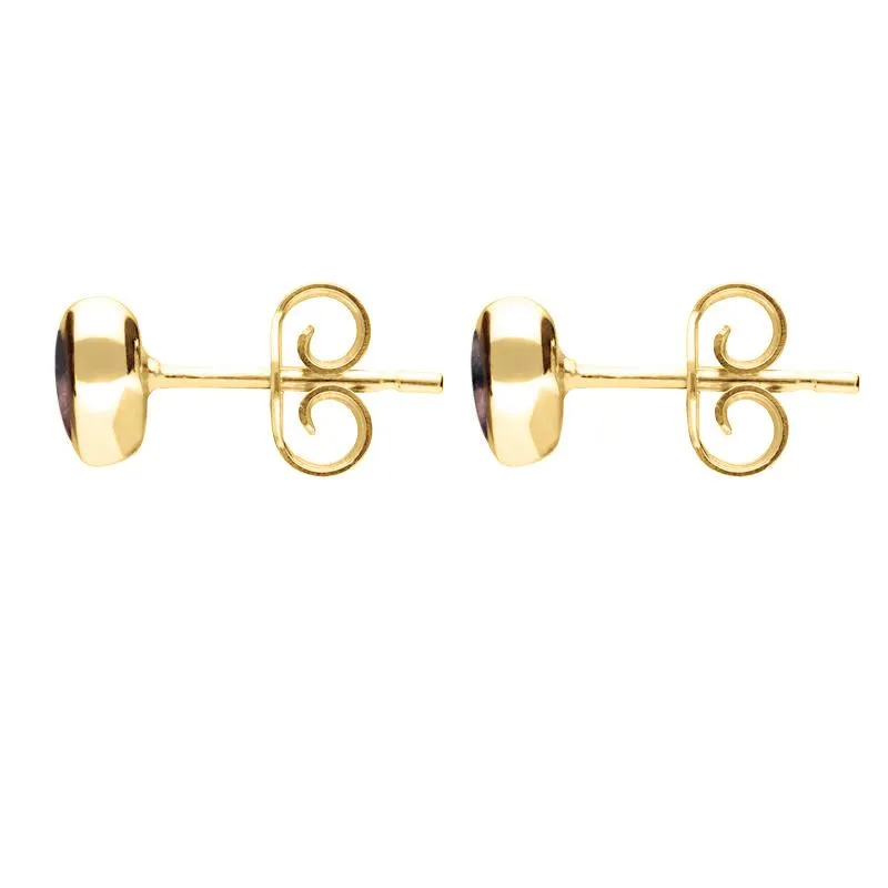 9ct Yellow Gold Blue John Framed Heart Stud Earrings