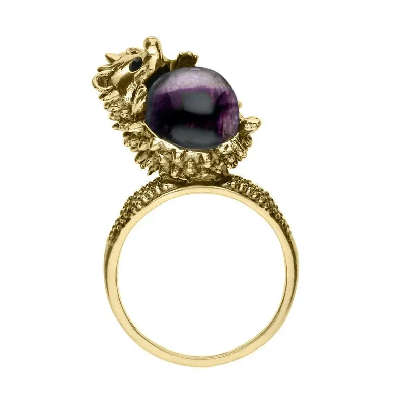 9ct Yellow Gold Blue John Medium Hedgehog Ring