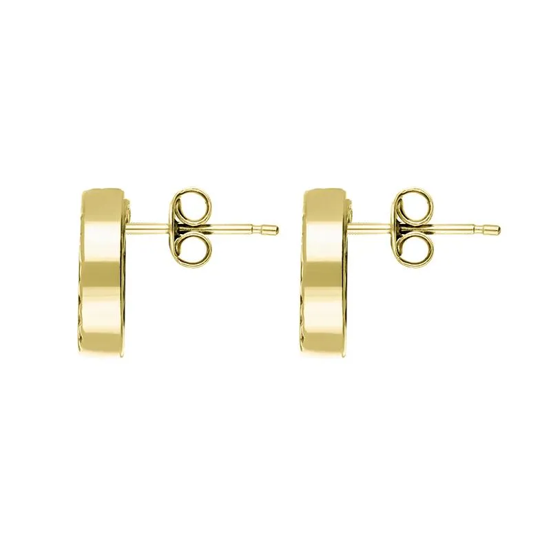 9ct Yellow Gold Blue John Peak District Millstone Stud Earrings