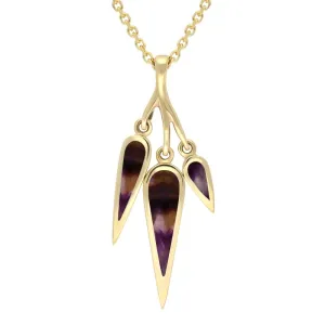 9ct Yellow Gold Blue John Toscana Three Drop Graduated Necklace