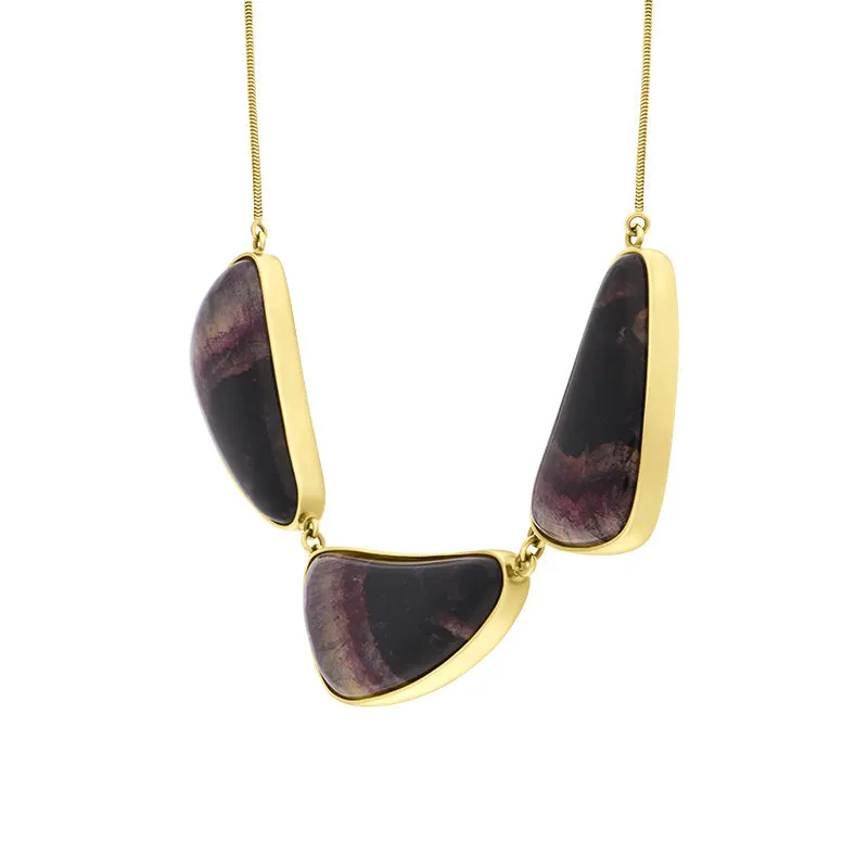 9ct Yellow Gold Blue John Unique Collar Necklace D