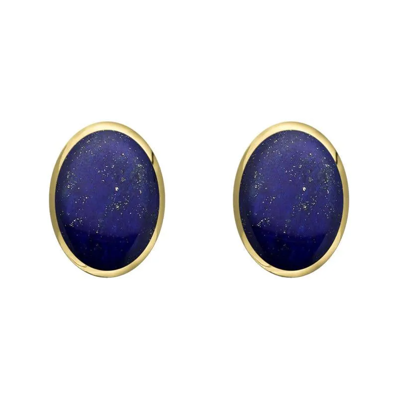 9ct Yellow Gold Lapis Lazuli 8 x 6mm Classic Medium Oval Stud Earrings