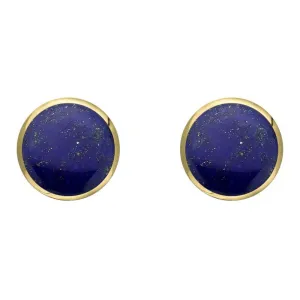 9ct Yellow Gold Lapis Lazuli 8mm Classic Large Round Stud Earrings