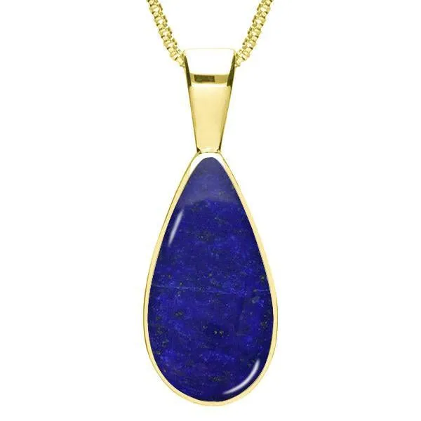 9ct Yellow Gold Lapis Lazuli Classic Teardrop Necklace