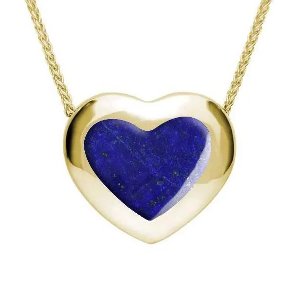 9ct Yellow Gold Lapis Lazuli Framed Heart Necklace