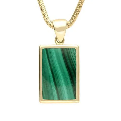 9ct Yellow Gold Malachite Flat Oblong Classic Necklace