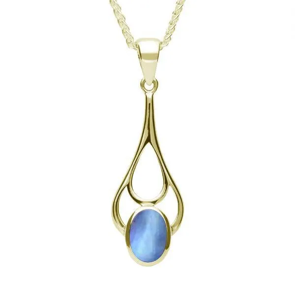 9ct Yellow Gold Moonstone Oval Spoon Necklace