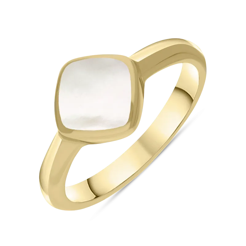 9ct Yellow Gold Mother of Pearl Cushion Ring