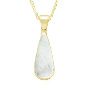 9ct Yellow Gold Mother of Pearl Long Pear Necklace