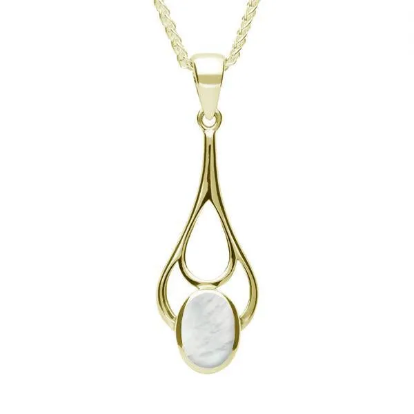 9ct Yellow Gold Mother of Pearl Oval Spoon Necklace