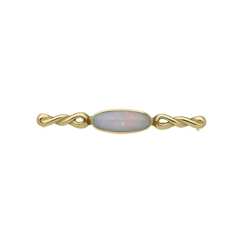 9ct Yellow Gold Opal Carved Twist Brooch