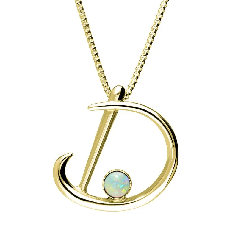9ct Yellow Gold Opal Love Letters Initial D Necklace