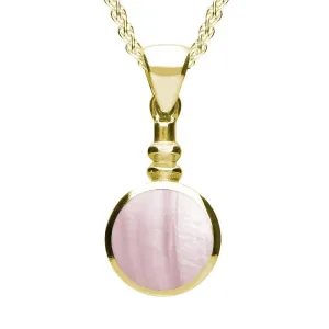 9ct Yellow Gold Pink Mother of Pearl Bottle Top Necklace