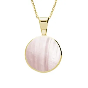 9ct Yellow Gold Pink Mother of Pearl Heritage Round Necklace