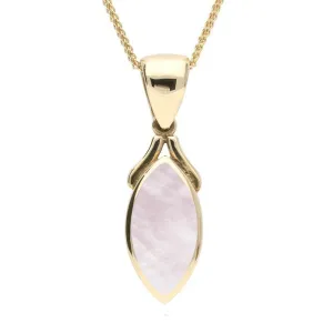 9ct Yellow Gold Pink Mother of Pearl Marquise Necklace