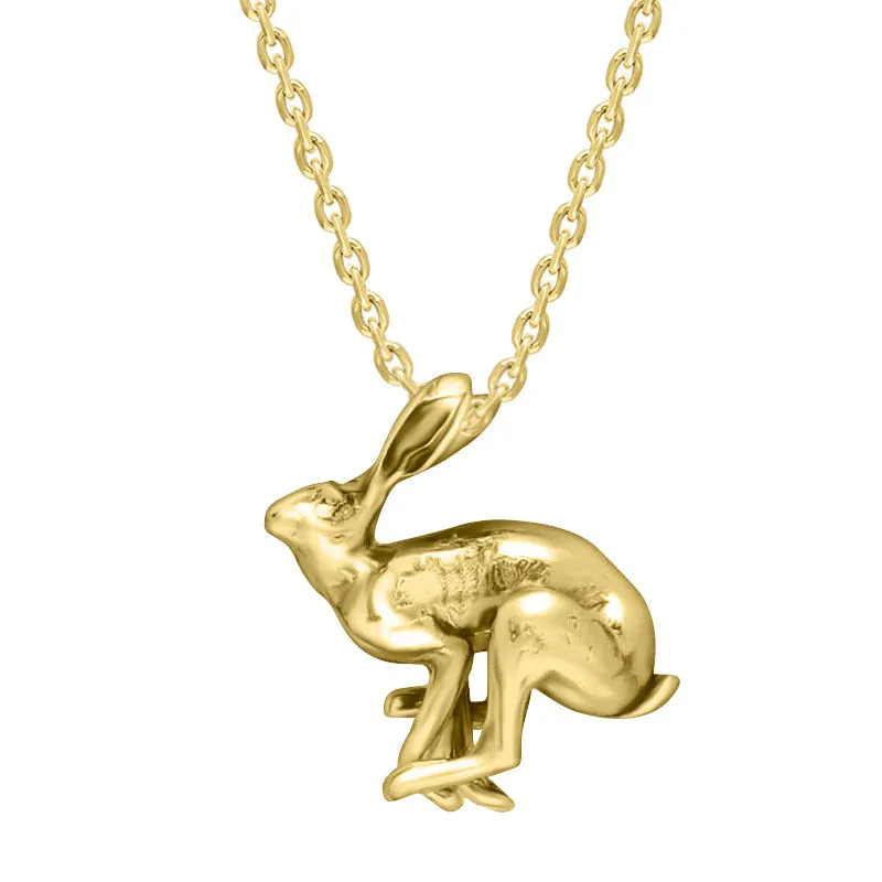 9ct Yellow Gold Small Running Hares Necklace