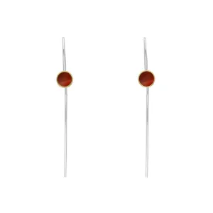 9ct Yellow Gold Sterling Silver Carnelian Stepping Stones 5mm Round Hook Earrings