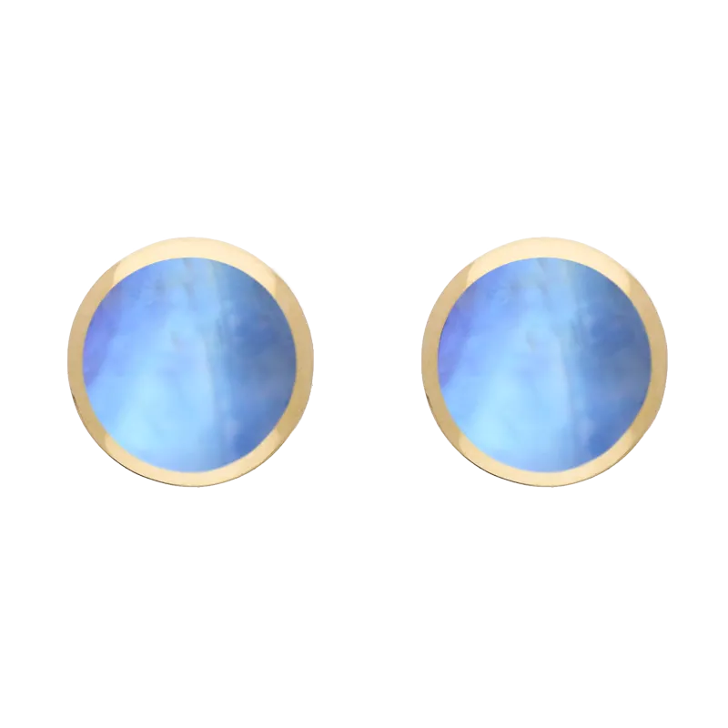 9ct Yellow Gold Sterling Silver Moonstone Stepping Stones Round Stud Earrings