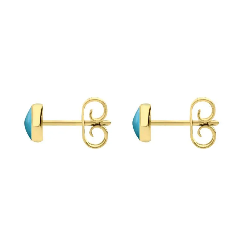9ct Yellow Gold Turquoise 5mm Classic Small Round Stud Earrings