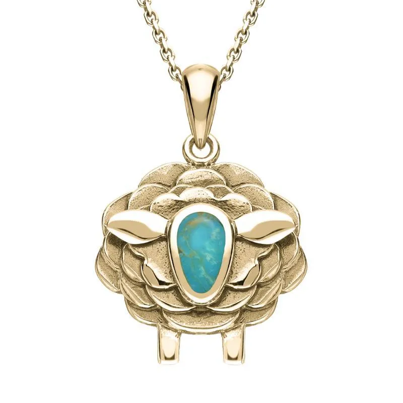 9ct Yellow Gold Turquoise Sheep Necklace