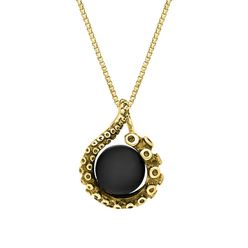 9ct Yellow Gold Whitby Jet Bead Tentacle Necklace