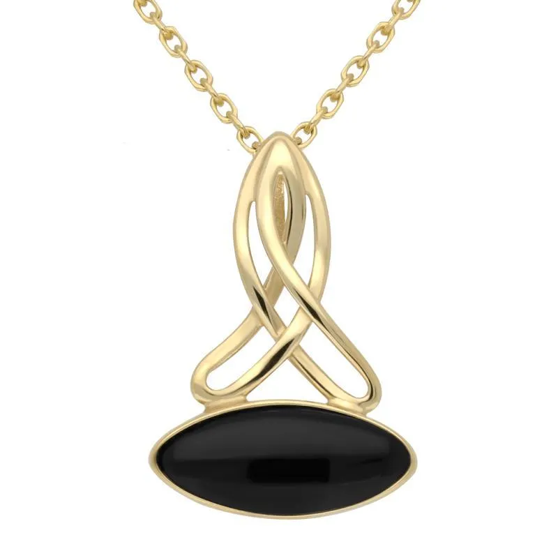 9ct Yellow Gold Whitby Jet Wide Marquise Celtic Two Piece Set
