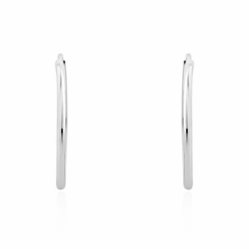 9ct White Gold 23mm Sleeper Hoop Earrings