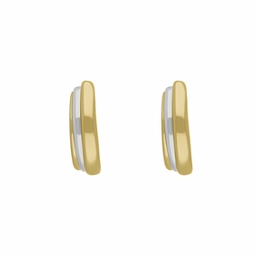 9ct Yellow and White Gold Round Three Row Hoop Earrings