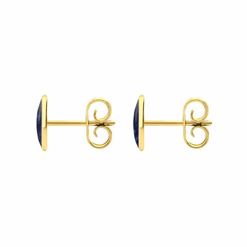 9ct Yellow Gold Sodalite 8 x 6mm Classic Medium Oval Stud Earrings