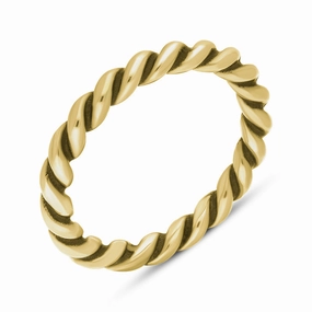 9ct Yellow Gold Stepping Stones Twisted Rope Stacking Ring
