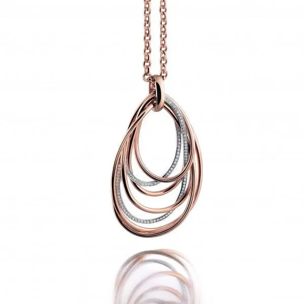 Al Coro Mezzaluna 18ct Rose Gold 0.73ct Diamond Necklace