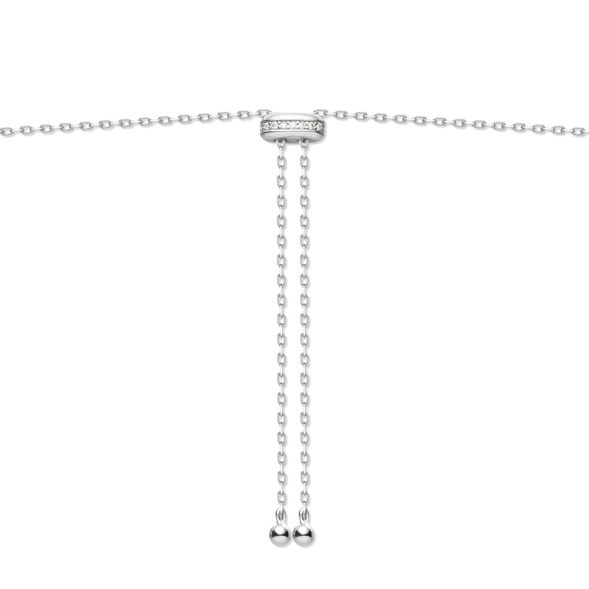 Ania Haie Silver Freshwater Pearl White Cubic Zirconia Bezel Set Slider Necklace N058-06H