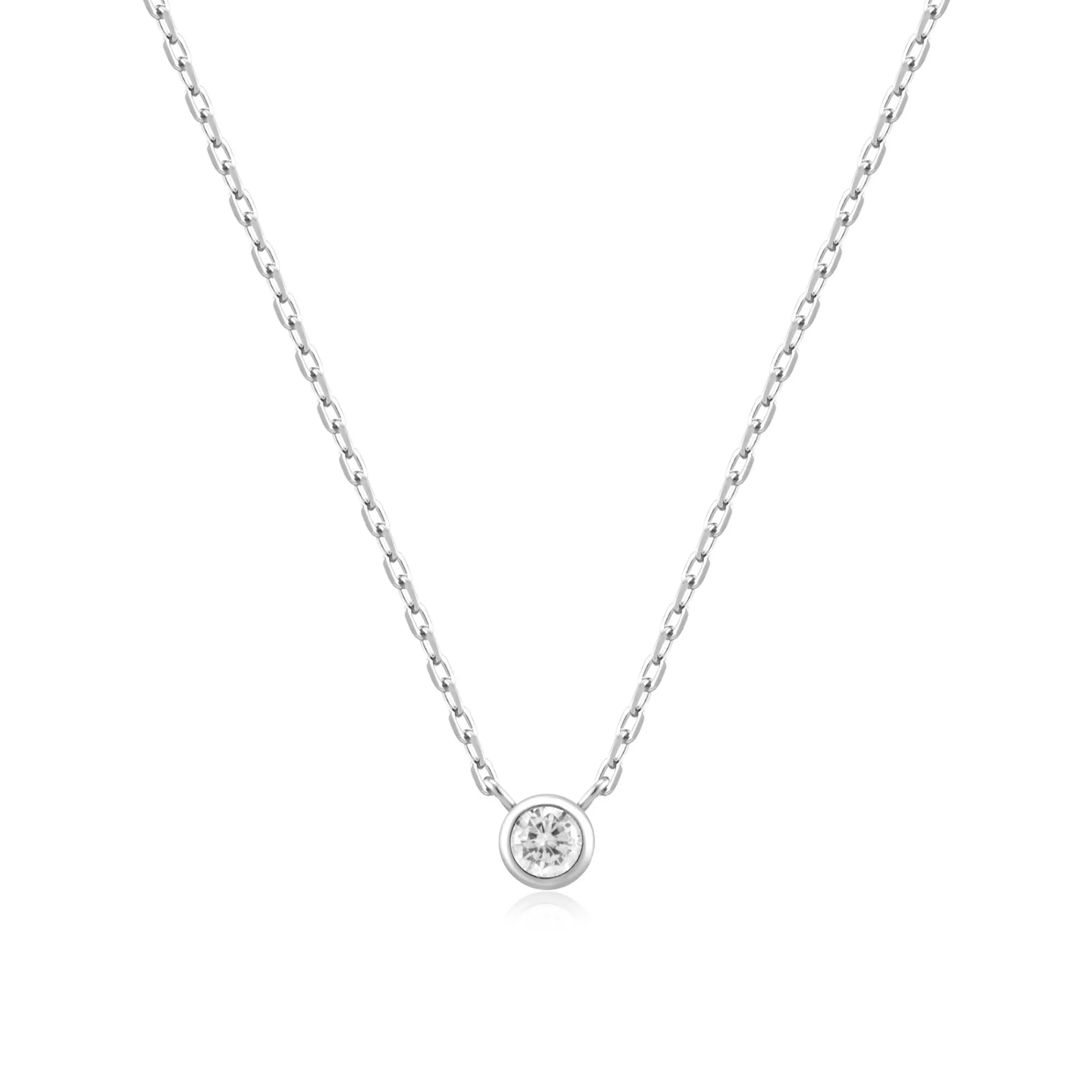 Ania Haie Silver Round Solitaire Cubic Zirconia Necklace N059-01H