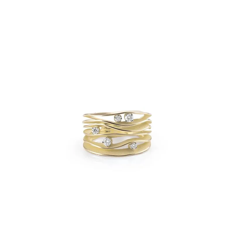Annamaria Cammilli 18ct Lemon Bamboo 0.28ct Diamond Dune Series Ring