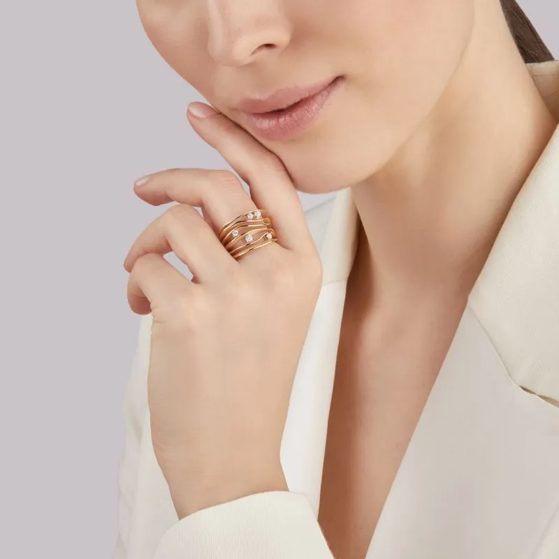 Annamaria Cammilli 18ct Orange Apricot 0.28ct Diamond Dune Series Ring