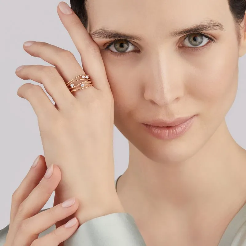 Annamaria Cammilli 18ct Pink Champagne Gold 0.27ct Diamond Dune Series Ring