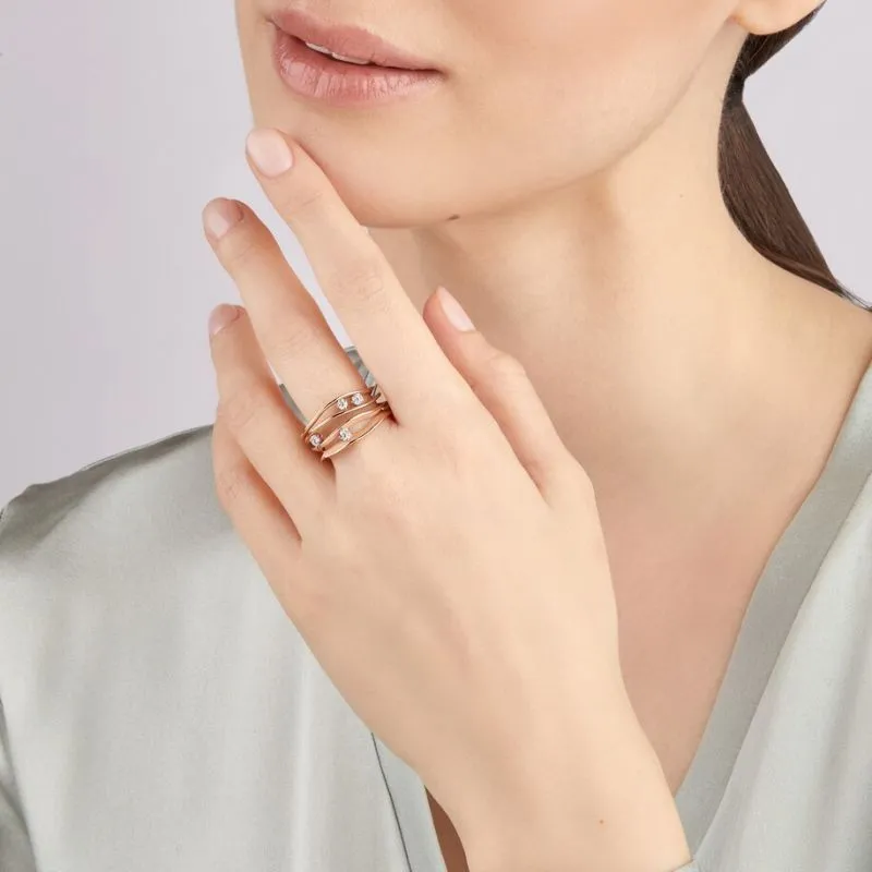 Annamaria Cammilli 18ct Pink Champagne Gold 0.27ct Diamond Dune Series Ring