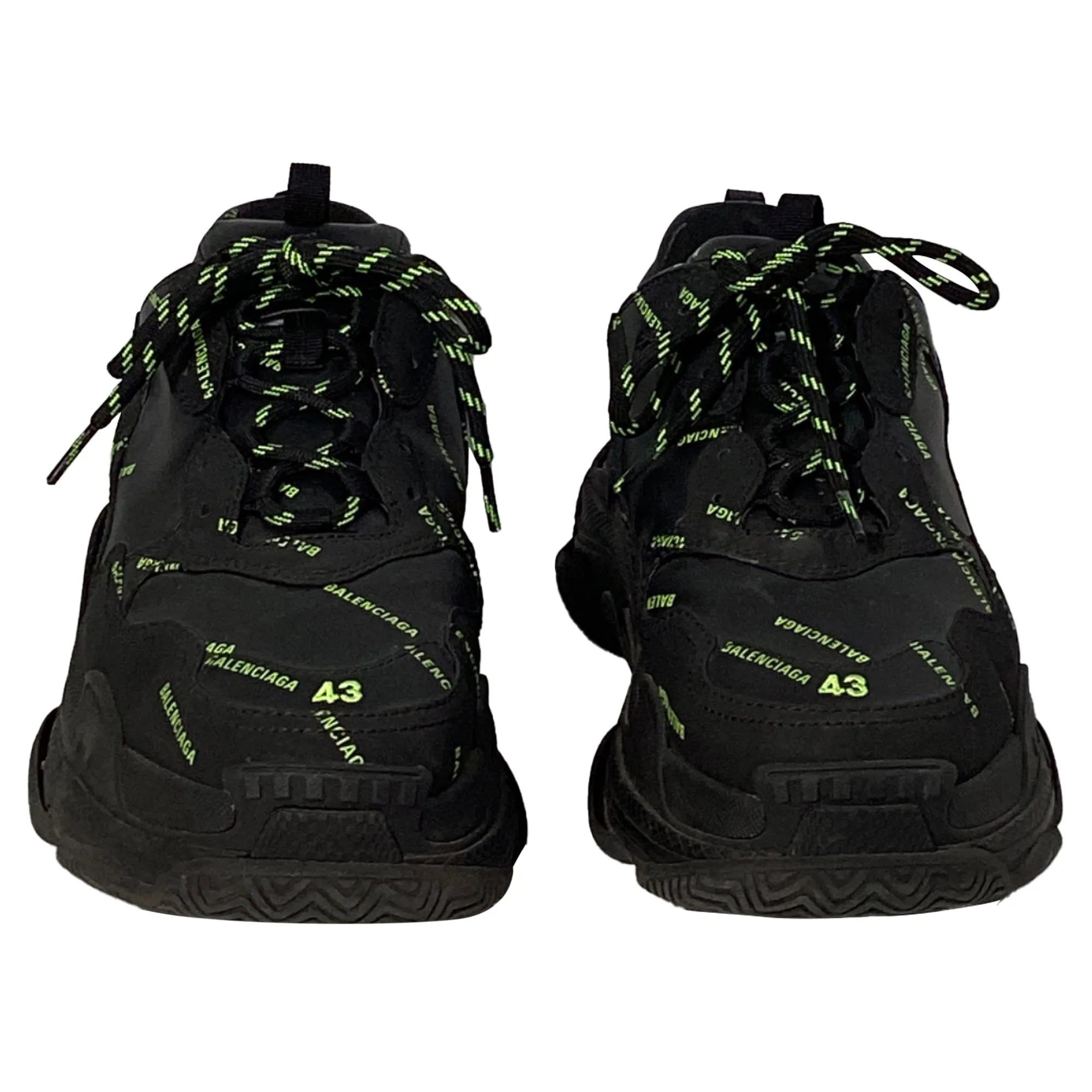 Balenciaga Triple S All Over Logo Sneakers in Black Leather