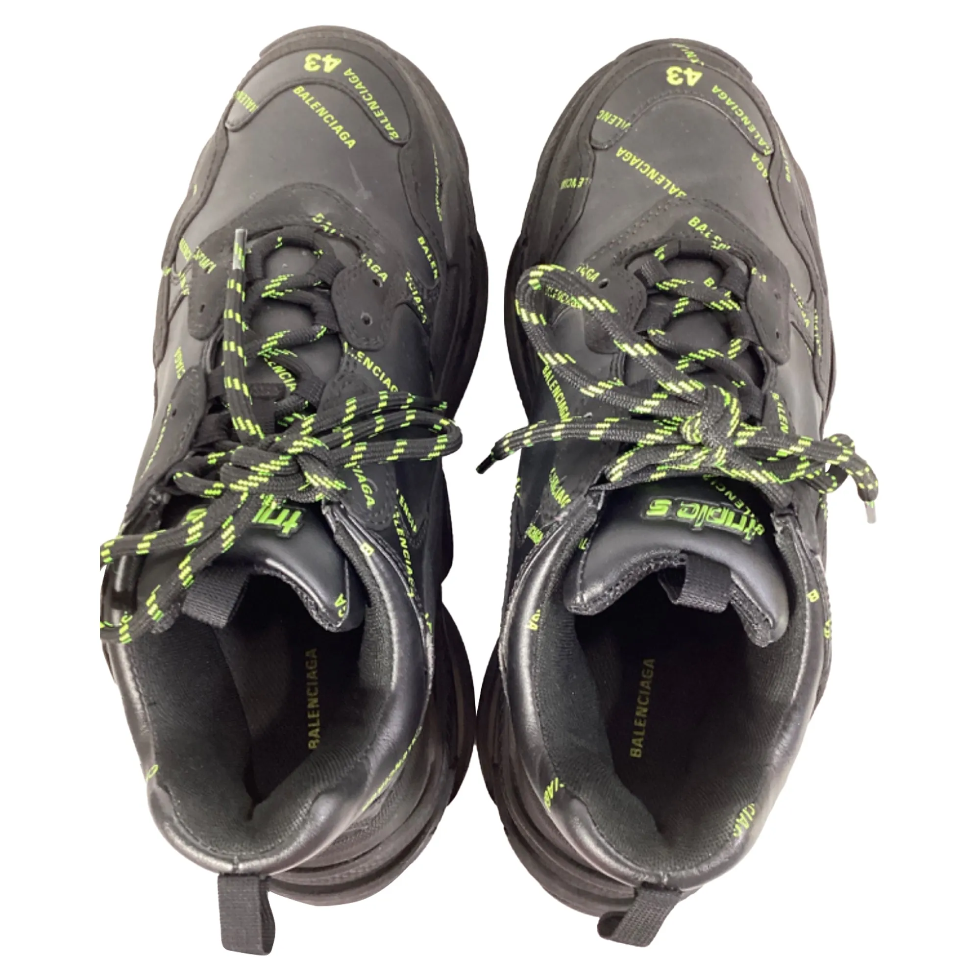 Balenciaga Triple S All Over Logo Sneakers in Black Leather