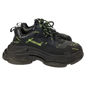 Balenciaga Triple S All Over Logo Sneakers in Black Leather