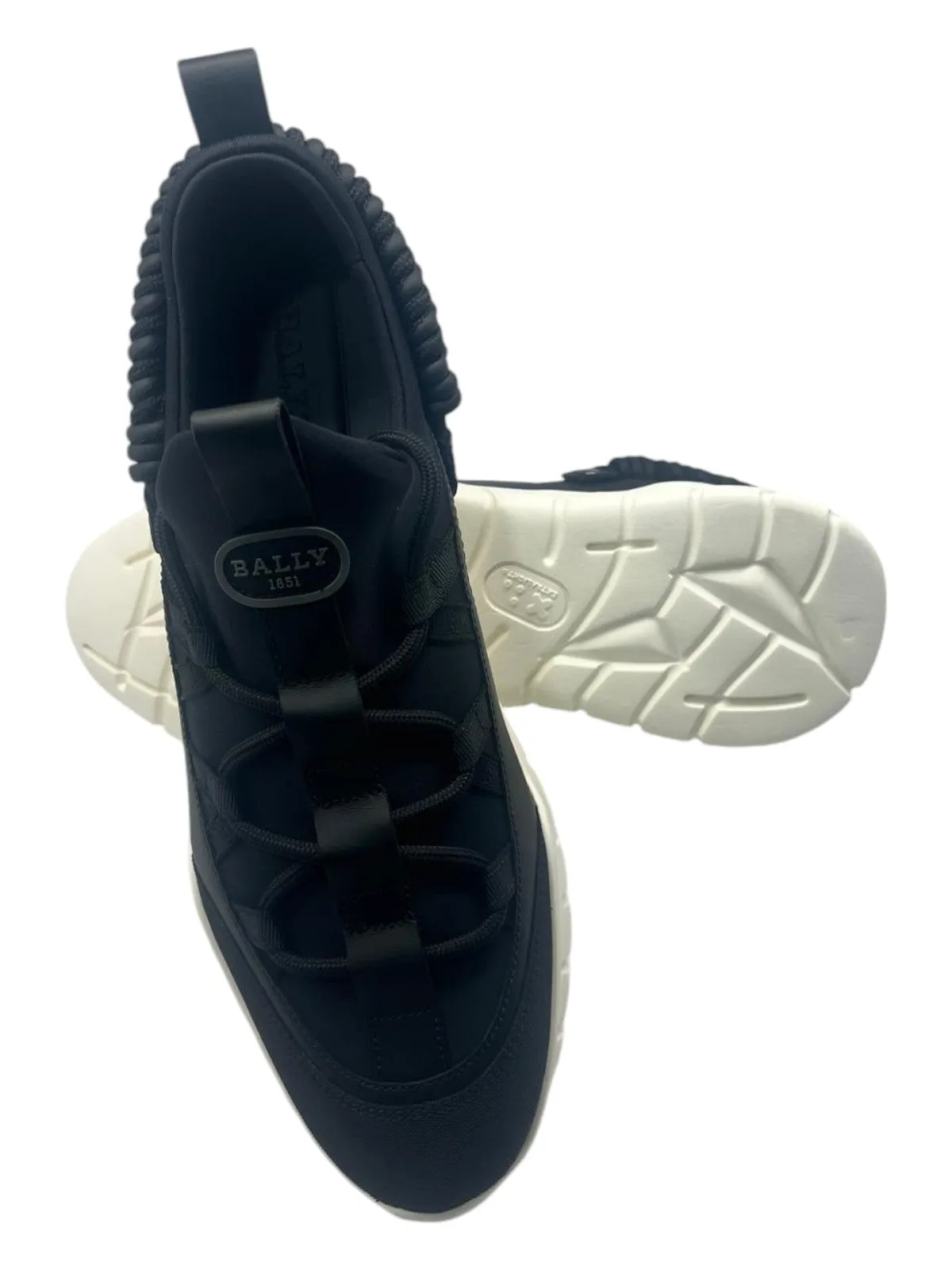 Bally Brogan 6239677 Men's Black Calf Embossed Sneakers